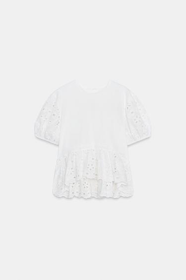 EMBROIDERED SHORT SLEEVE T-SHIRT - White by Zara - Image 4