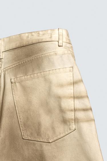 FADED PRINT BAGGY FIT BERMUDA SHORTS - camel by Zara - Image 8
