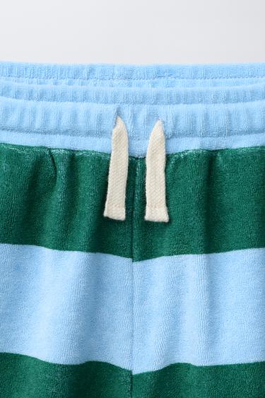 STRIPED TERRY BERMUDA SHORTS - Light blue by Zara - Image 2