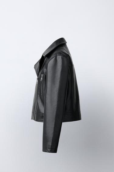 BLOUSON DE MOTARD MATIÈRE SYNTHÉTIQUE - Noir de Zara - Image 2