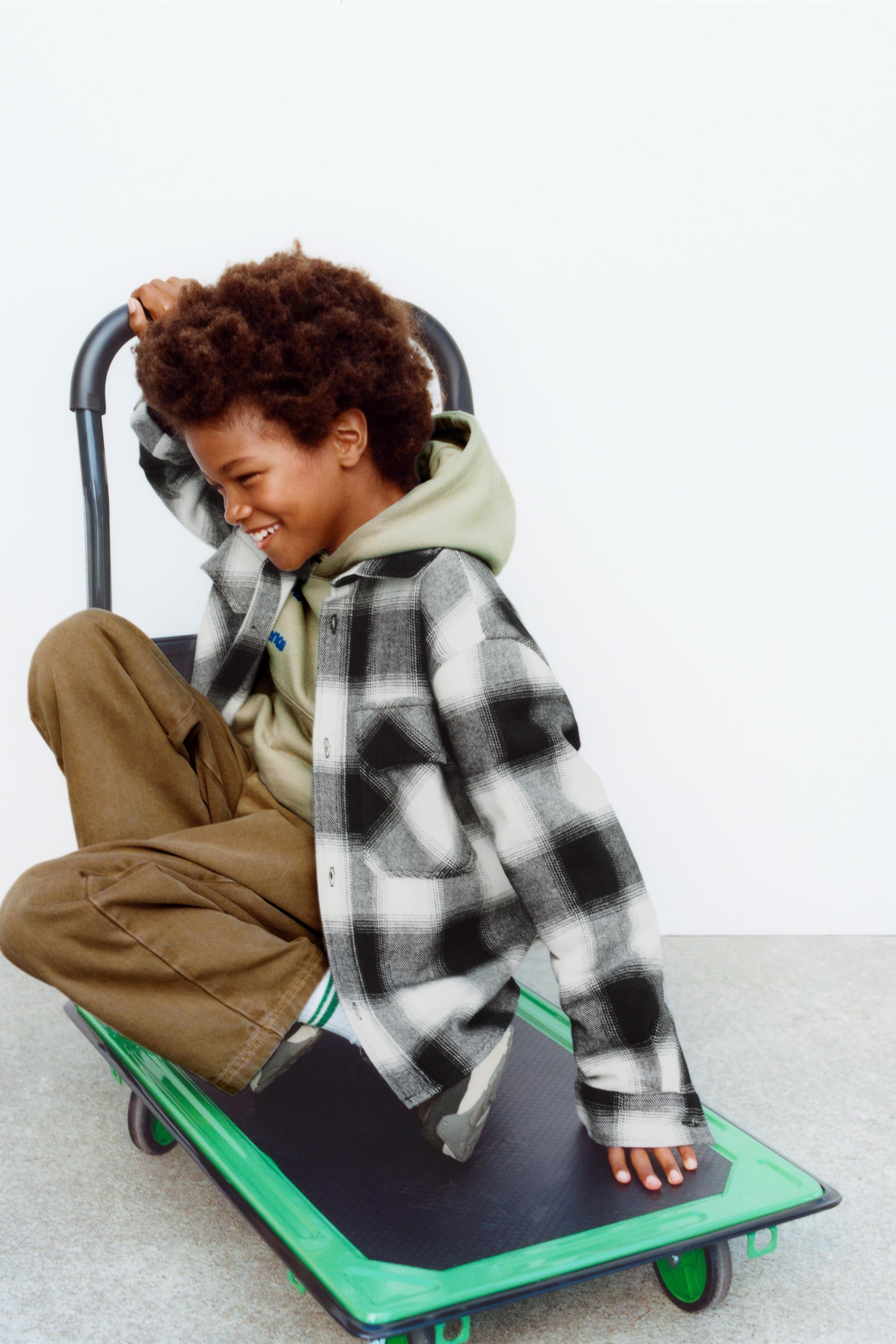 ZARA シャツジャケット パッチポケット チェック ツイード