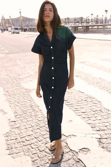 Z1975 MIDI DENIM DRESS - Blue by Zara