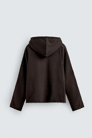 Zara CONTRAST STRIPE SWEATSHIRT - Chocolate