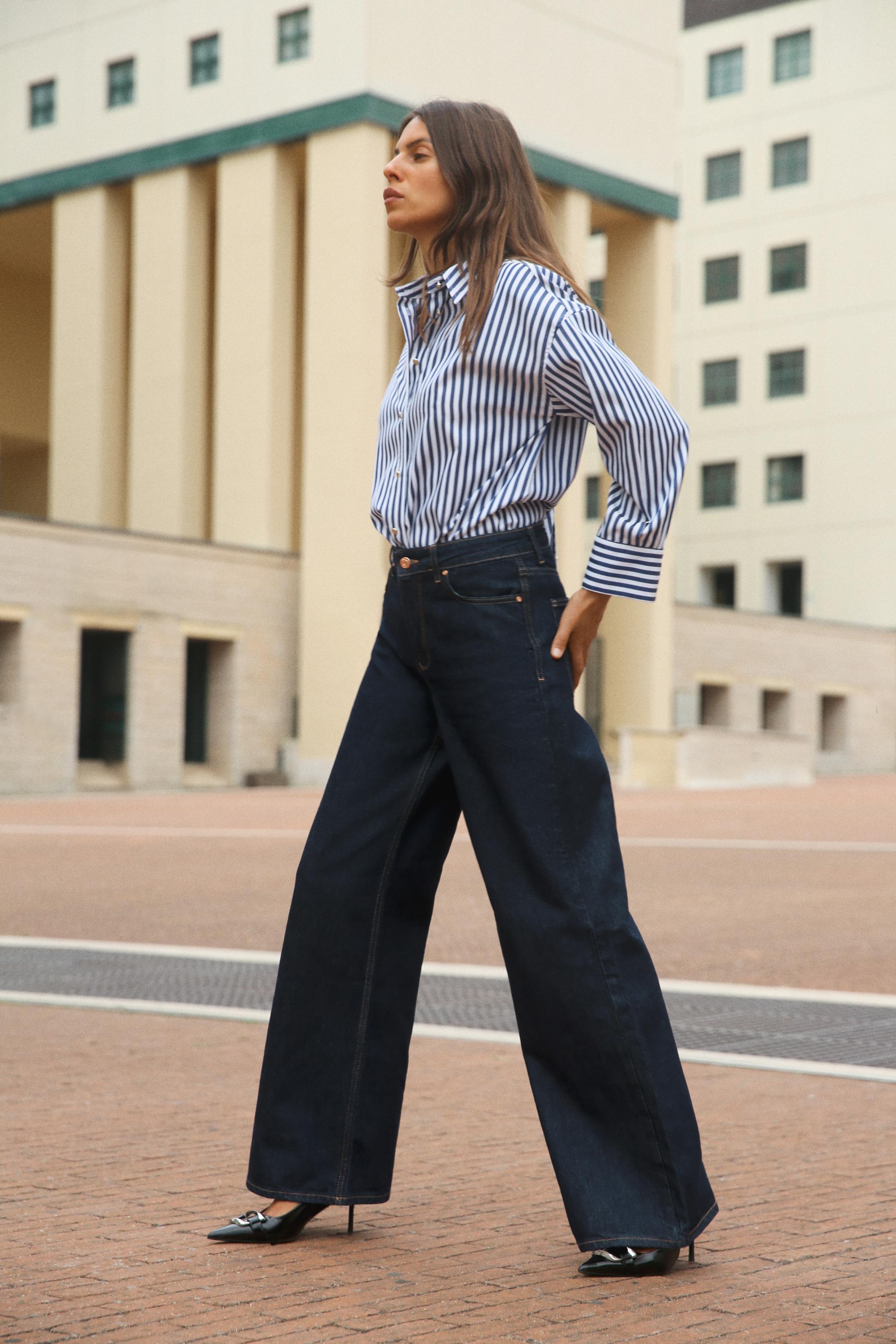 Camisa rayas azules mujer zara sale