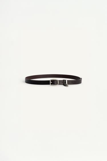 LEATHER LOBSTER CLASP BELT - Brown by Zara