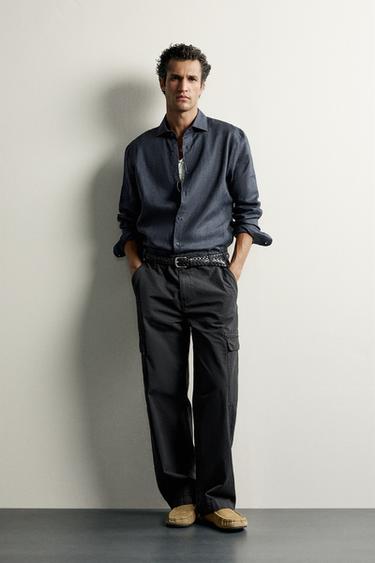 100% LINEN REGULAR FIT SHIRT - Blue / Indigo by Zara - Image 0