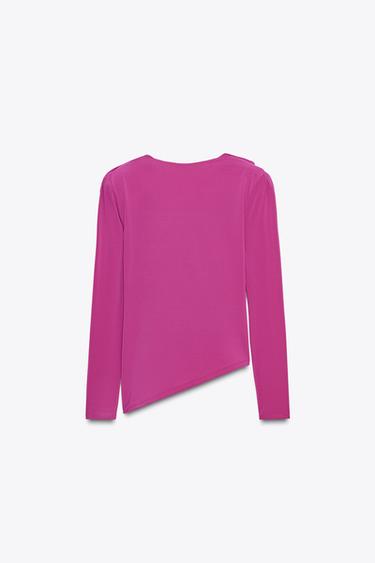 DRAPED TOP WITH SHOULDER PADS - Pink by Zara - Image 6