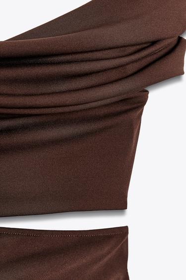 ROBE LONGUE ASYMÉTRIQUE CUT OUT - Chocolat de Zara - Image 7