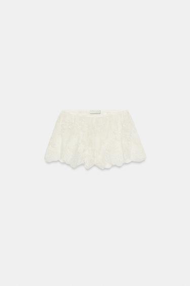 SHORT EN DENTELLE ET PAILLETTES - Blanc de Zara - Image 3