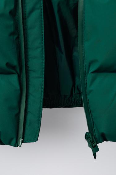 WATER-REPELLENT PUFFER COAT WITH LABEL - Green by Zara - Image 6