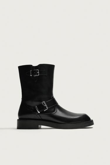 Zara BUCKLED BOOTS - Black