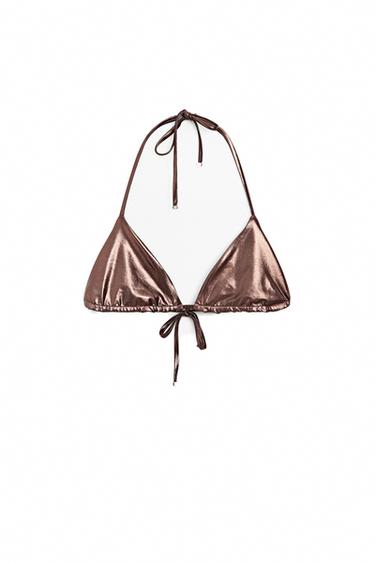 Metallic triangle bikini set — Brown 1