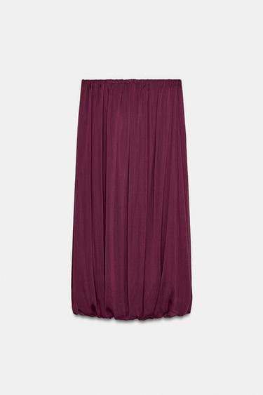 JUPE MI-LONGUE BOUFFANTE - Bordeaux de Zara