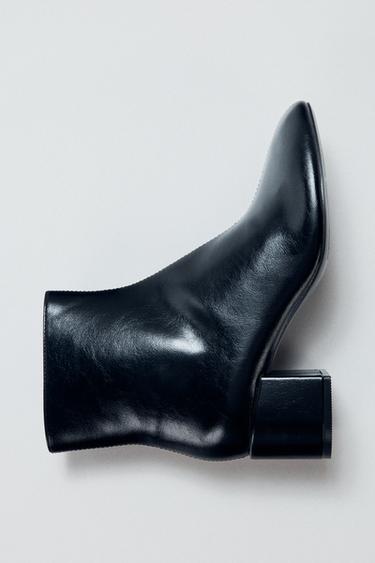 Zara BLOCK HEEL ANKLE BOOTS - Black