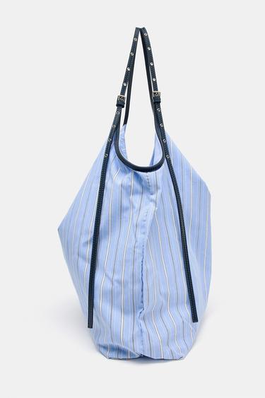 SAC SHOPPER EN TISSU - Bleu de Zara - Image 3