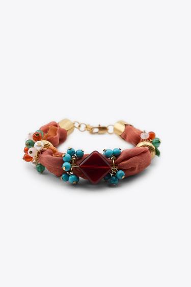 PACK OF 2 FABRIC BEADED BRACELETS - Multicoloured by Zara - Image 3
