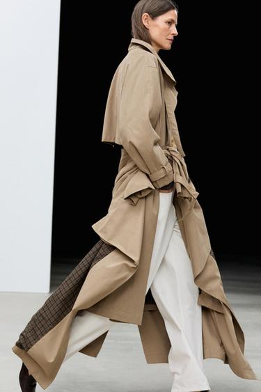 Long trench coat with buckle detail — Gray / Tan 1