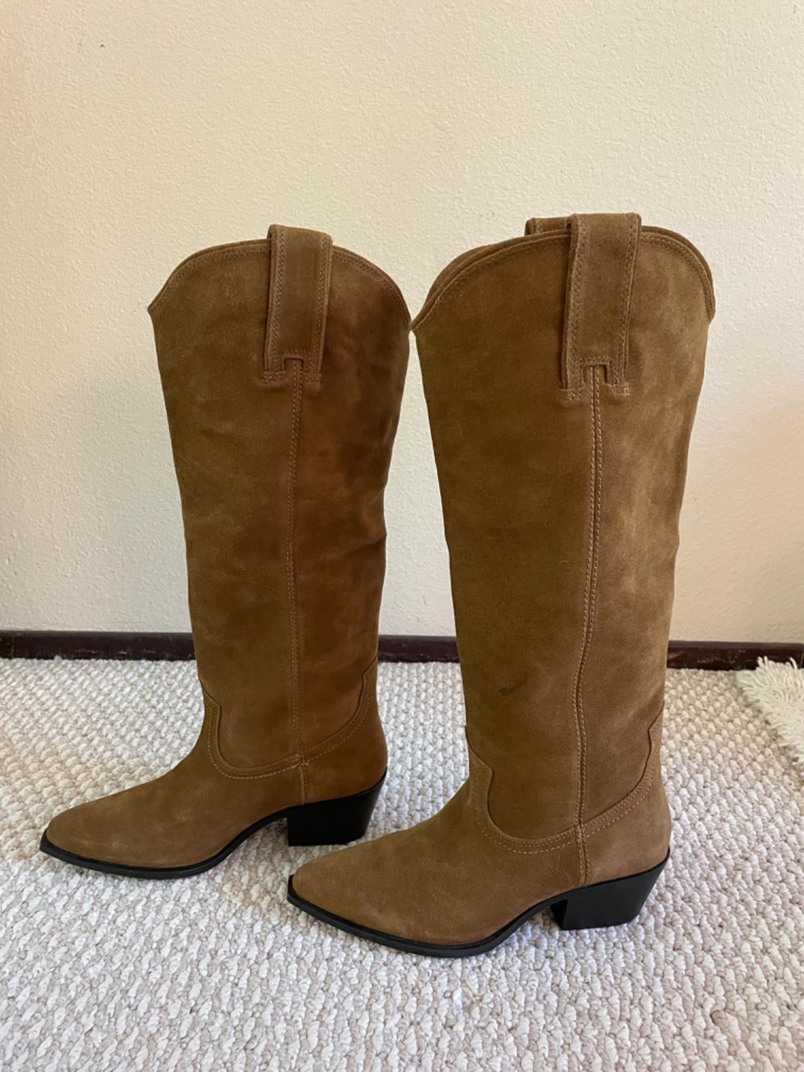 KNEE HIGH SPLIT LEATHER COWBOY BOOTS - Image 6
