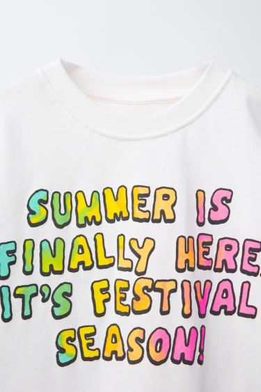 NEON SLOGAN T-SHIRT - White by Zara - Image 2