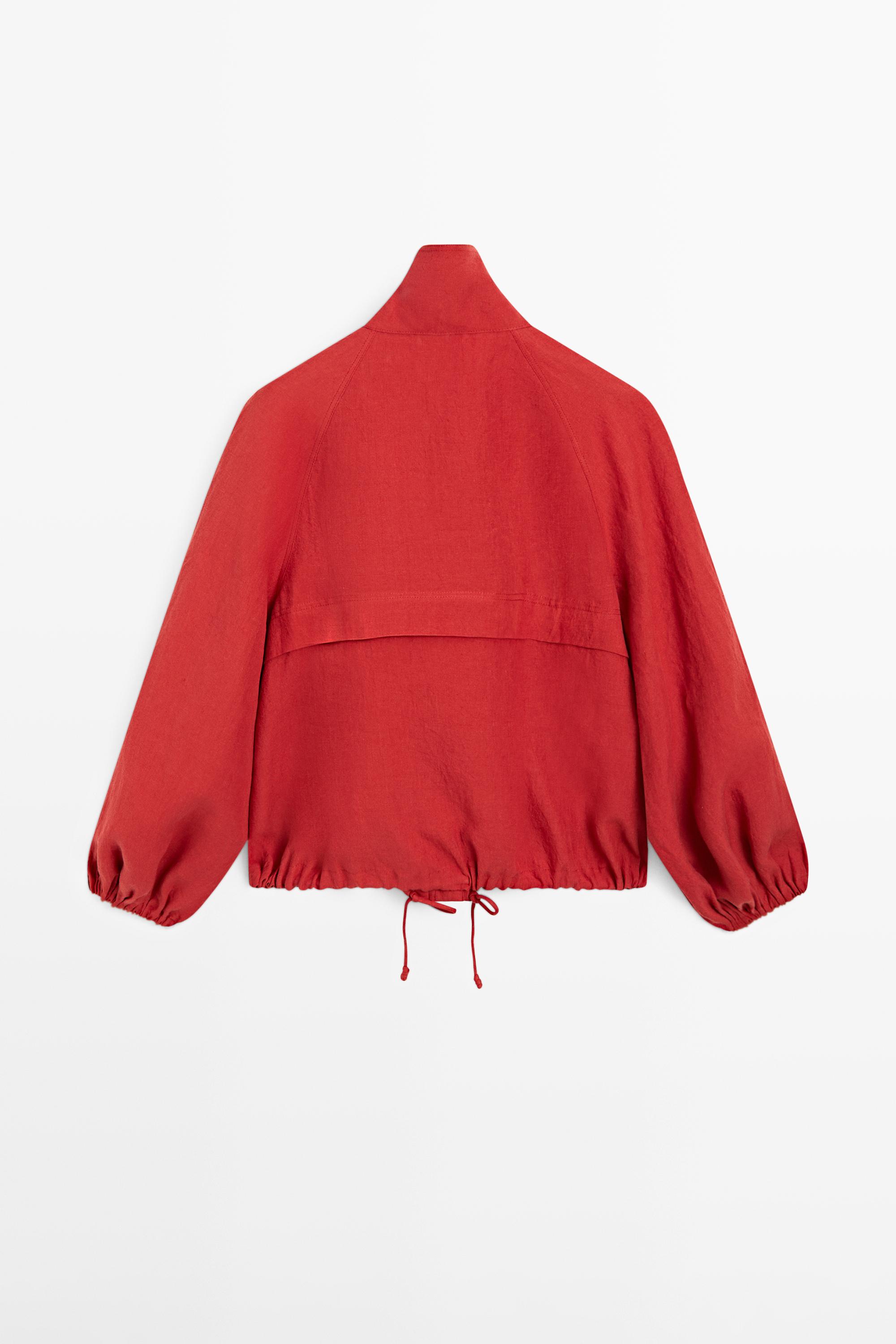 Linen puff bomber jacket