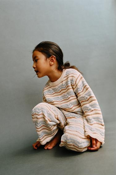 STRIPED SWEATER WITH METALLIC THREAD - Light blue by Zara