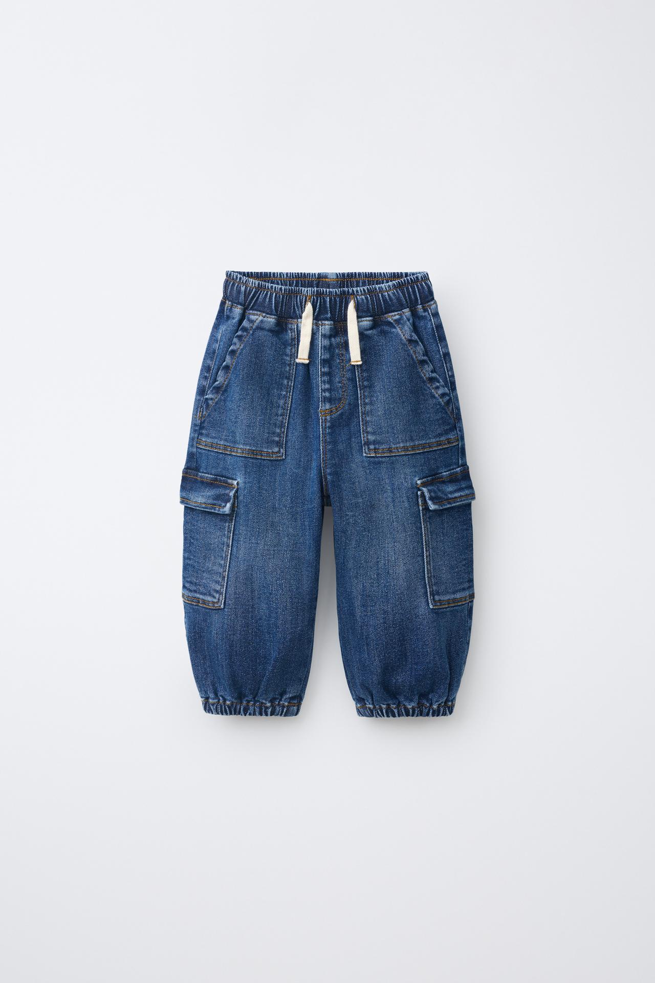 COMFY CARGO JOGGER JEANS — Mid-blue