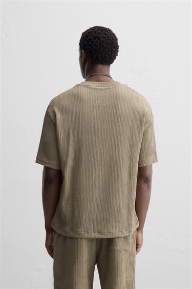 IRREGULAR TEXTURE T-SHIRT - Brown / Taupe by Zara - Image 2
