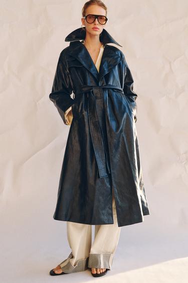 TRENCH OVERSIZE MATIÈRE SYNTHÉTIQUE ZW COLLECTION - bleu marine de Zara - Image 2