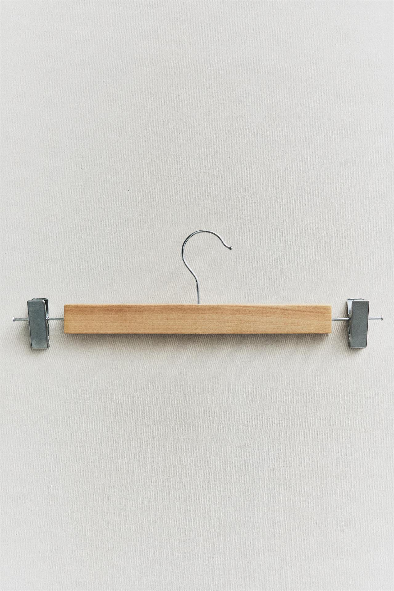 WOODEN SKIRT HANGER (SET OF 3) — Light beige