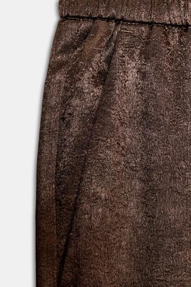 PANTALON FLUIDE EFFET FROISSÉ ENSEMBLE - Marron de Zara - Image 6