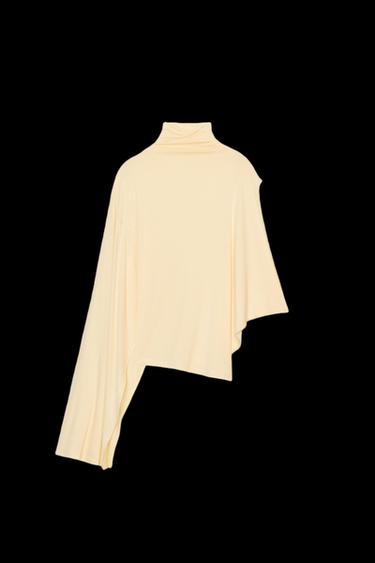 Zara ASYMMETRIC FLOWY TOP - Butter