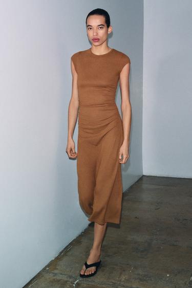 DRAPED MIDI DRESS - Russet by Zara