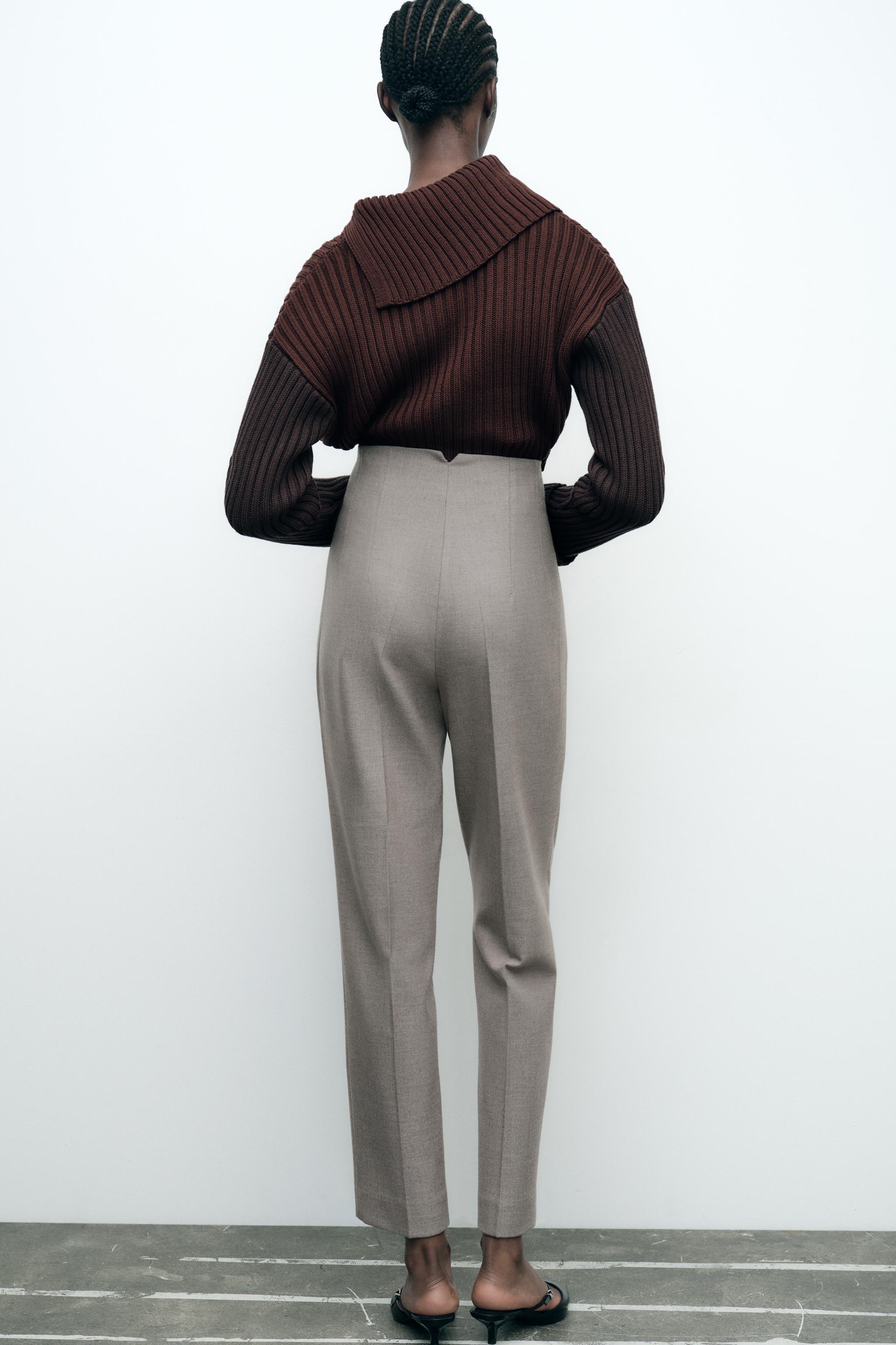 PANTS WITH A HIGH WAIST - Anthracite grey | ZARA United States PANTS WITH A HIGH WAIST - Anthracite grey | ZARA United States