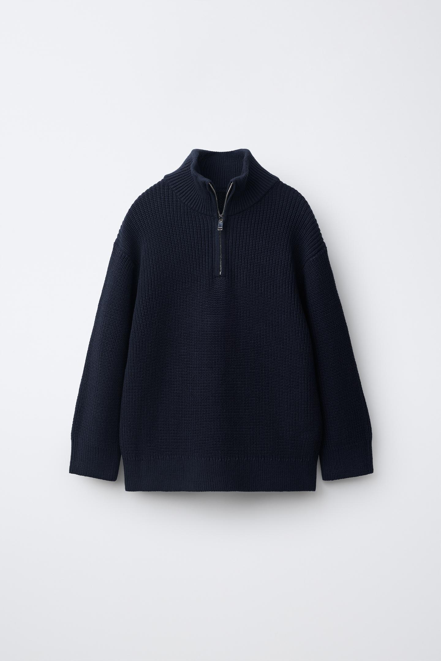 Детский свитер Zara Zip-Up Knit, цвет: Тёмный тёмно-синий — фото 2