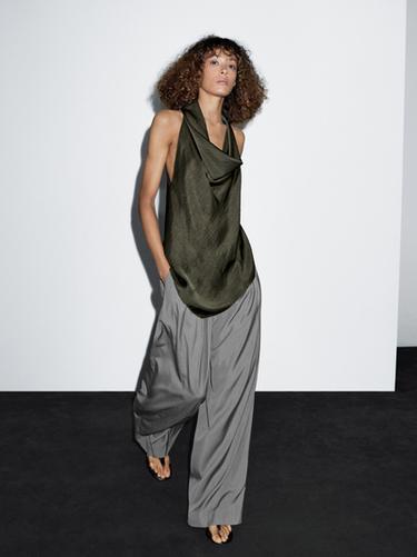 Top halter drapeado - Verde de Zara - Imagen 0