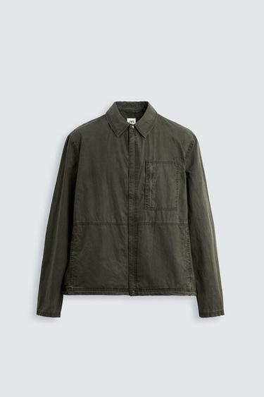 Zara WASHED TECHNICAL JACKET - Khaki