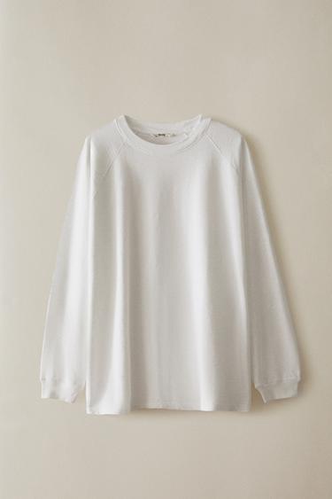 T-SHIRT MANCHES LONGUES - Blanc de Zara - Image 5