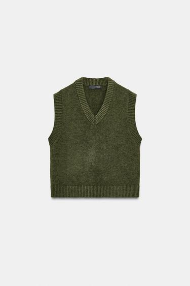 TOP GILET EN MAILLE SOFT - Vert chiné de Zara - Image 5