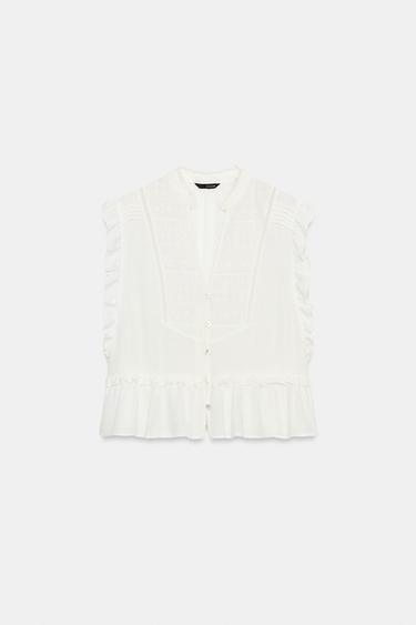 TOP VOLANTS BRODÉS - Blanc de Zara - Image 3