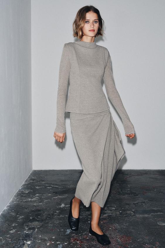 ASYMMETRIC MIDI SKIRT