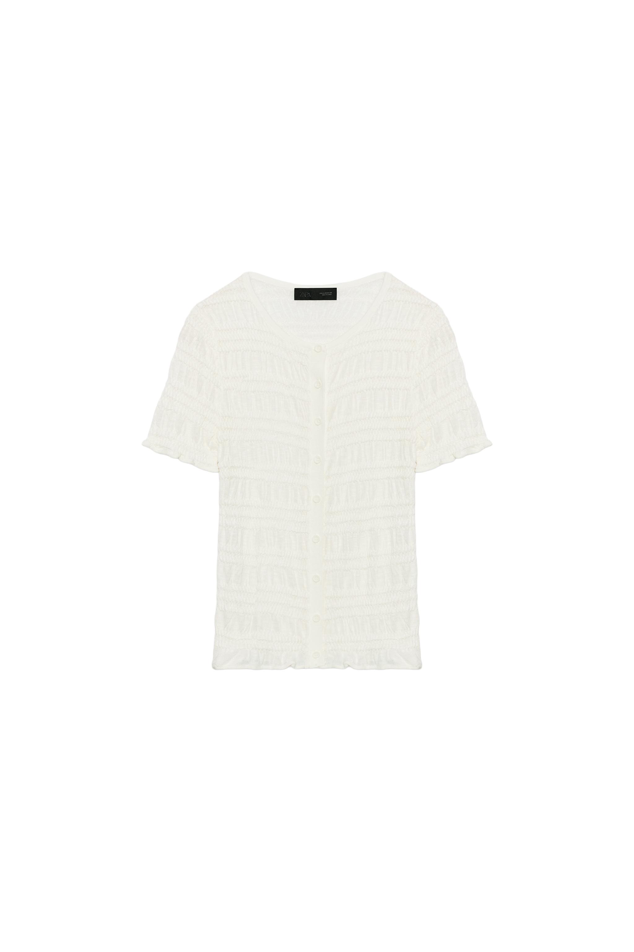 ハニカム編みニットカーディガン - ホワイト | ZARA Japan / 日本
