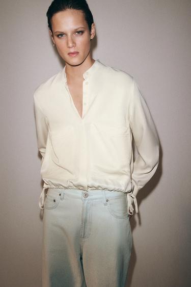 SATIN SHIRT ZW COLLECTION - Ecru by Zara