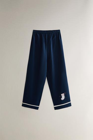 SET OF PYJAMAS WITH CHRISTMAS PATCHES - MIDNIGHT BLUE by Zara - Image 4
