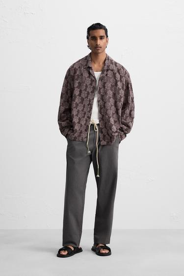 JOGGER WAIST COTTON TROUSERS - Navy blue by Zara