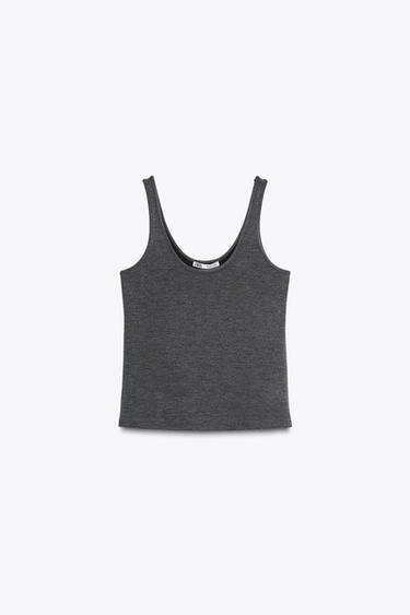Zara THIN STRAP TANK TOP - Black