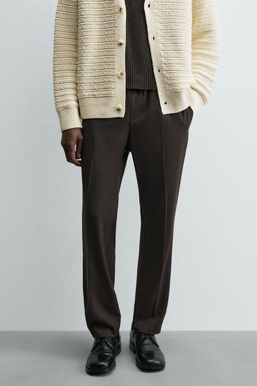 CALÇA CINTURA JOGGER REGULAR FIT - Chocolate da Zara