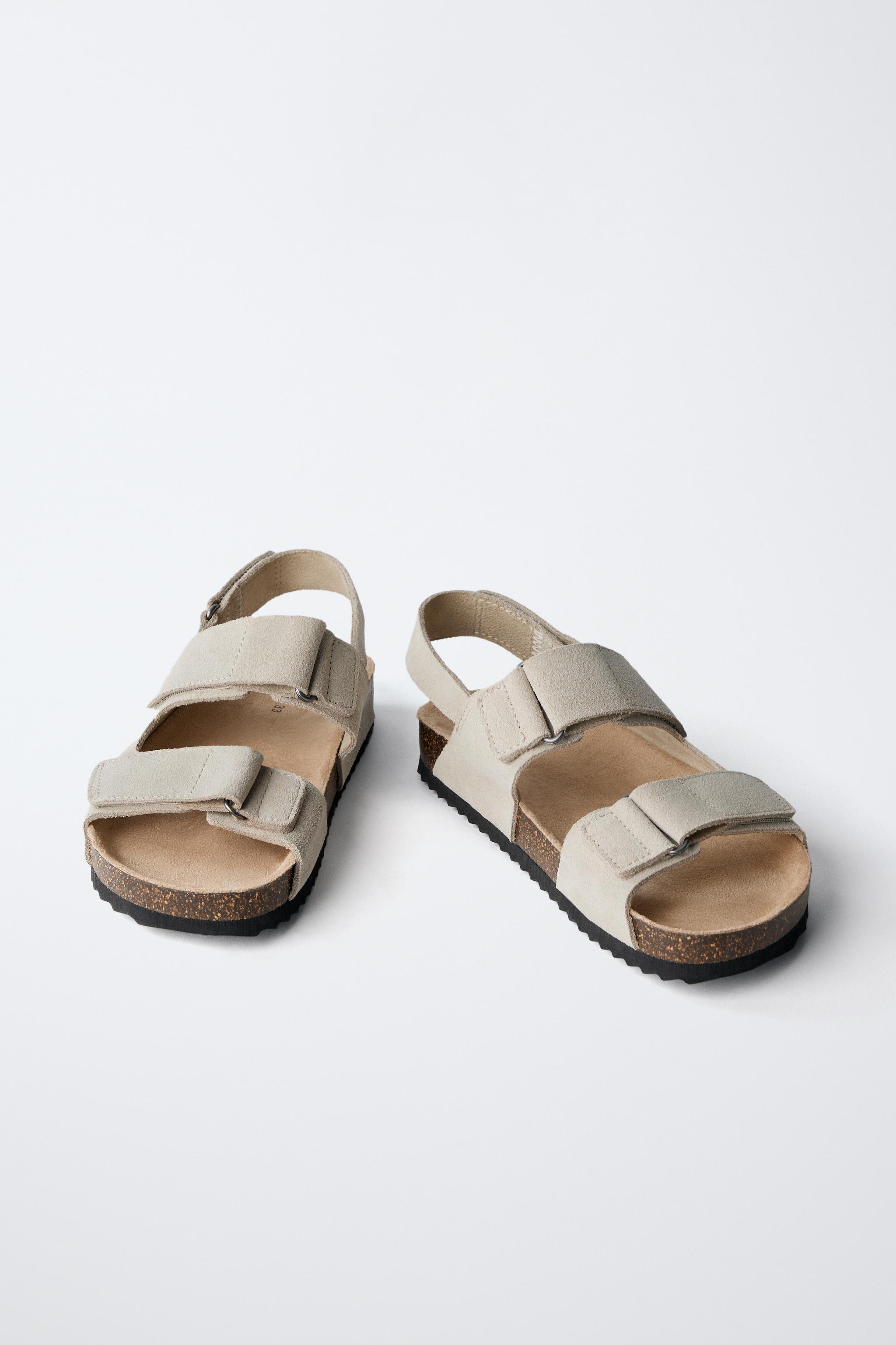 ZARA スエードフラットサンダル 1625/510 スプリットスエード レザー サンダル - サンドブラウン | ZARA