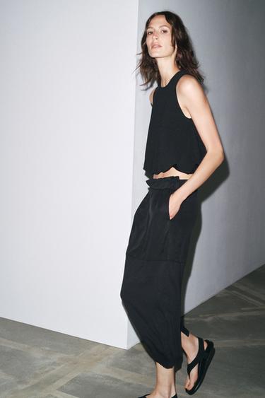 CONTRAST KNIT MIDI SKIRT - Black by Zara