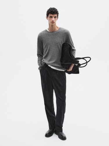 Zara Knit 100% cashmere sweater with crew neck - LIMITED - Anthracite grey