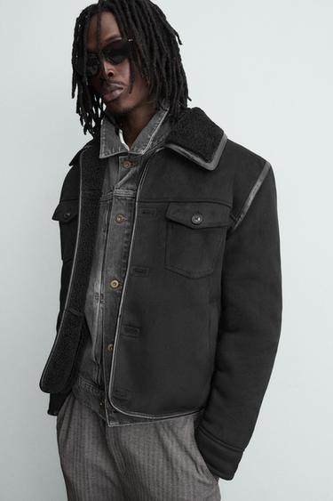 BLOUSON EFFET DAIM DOUBLE FACE - Noir de Zara - Image 4